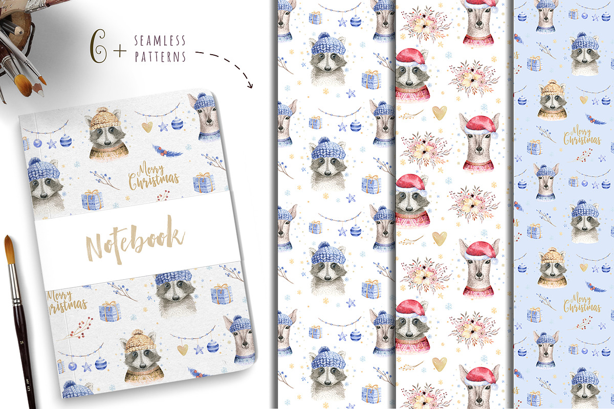 Christmas deer and raccoon animals, an Animal Illustration by Peace ART (Photo 13 of 13)