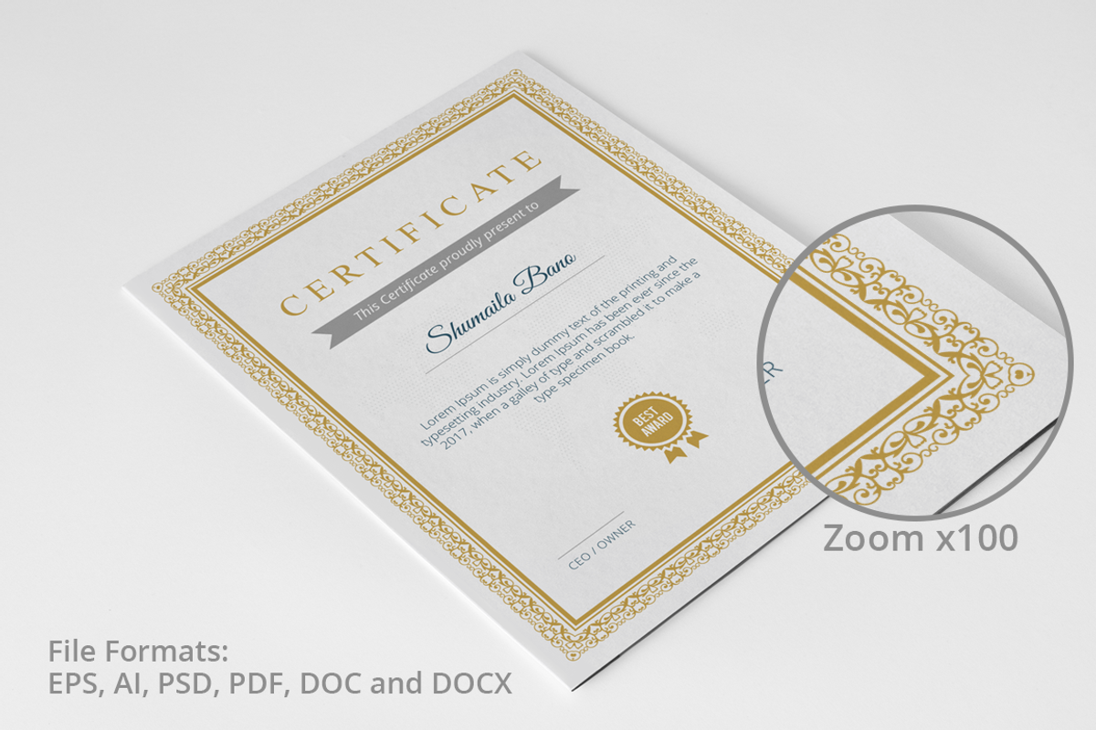 Diploma Certificate Template, a Stationery Template by NasirGrfx (Photo 3 of 5)