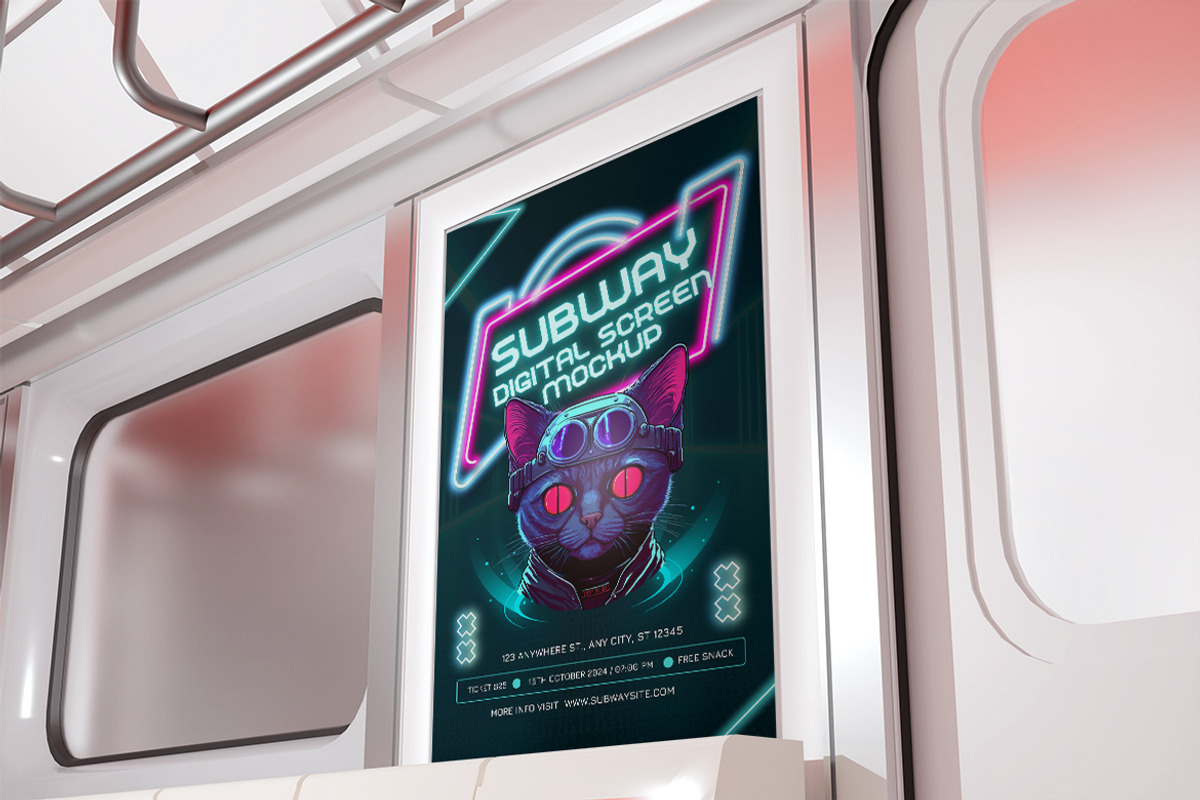 Subway Digital Screen Mockup, an Advertising Mockup by HanaSaka_Studio (Photo 2 of 5)