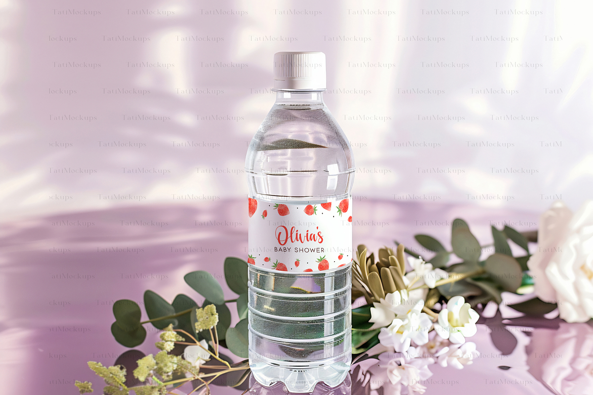 Water Bottle Label Mockup, 8x2 Label, a Product Mockup by TatiMockup (Photo 5 of 6)