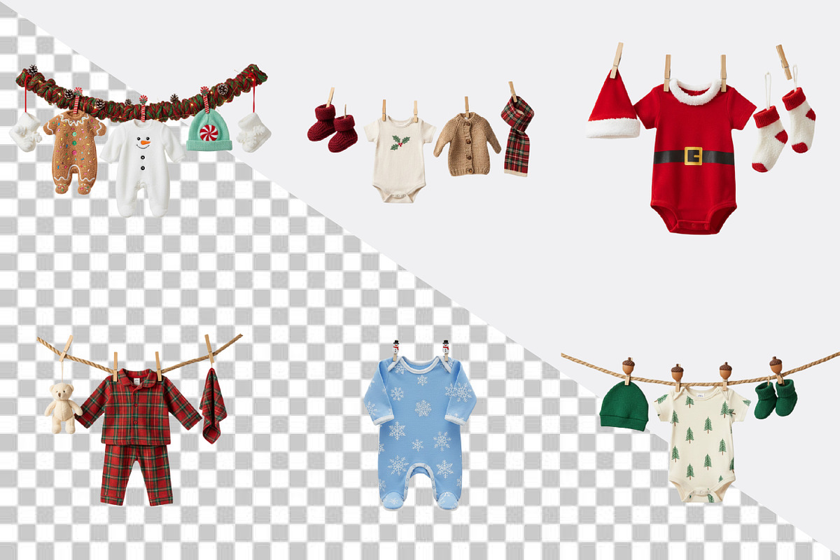 Christmas Baby Clothesline Clipart B, an Illustration by SVGArt (Photo 4 of 8)