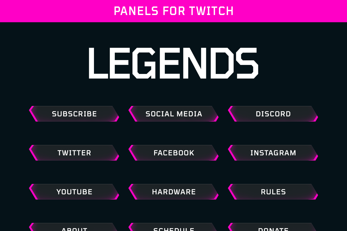 Legends Twitch Panels - 8 Colors, a Social Media Template by Gear Store (Photo 3 of 8)