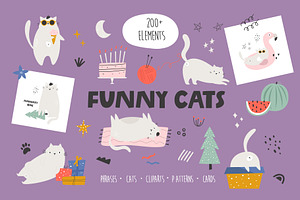 Funny Cats - Clipart Collection