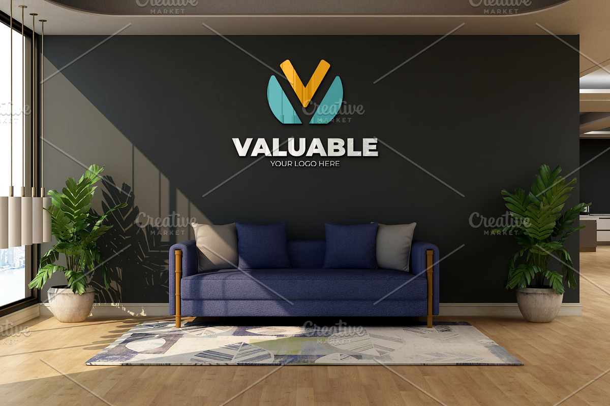 PSD Modern Office Wall Logo Mockup, an Advertising Mockup by Ayy (Photo 4 of 15)