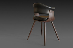 Wooden Chair With A Dark Leather