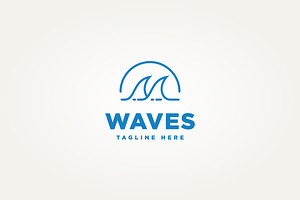 sea wave minimalist line art logo, a Branding & Logo Template by Blazybone