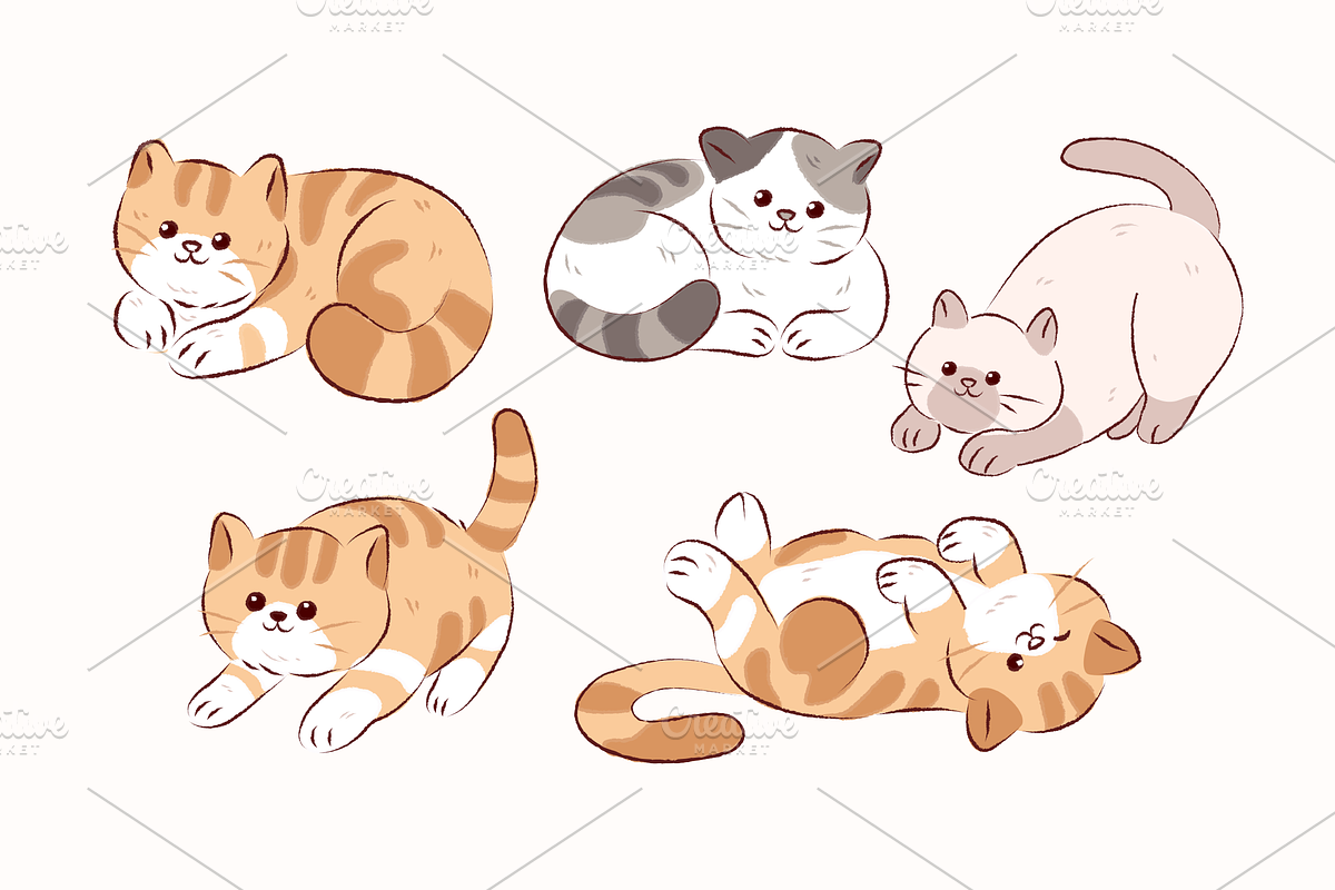 Cute Cat Illustration Pack, an Object Graphic by Sinando Studio (Photo 4 of 4)