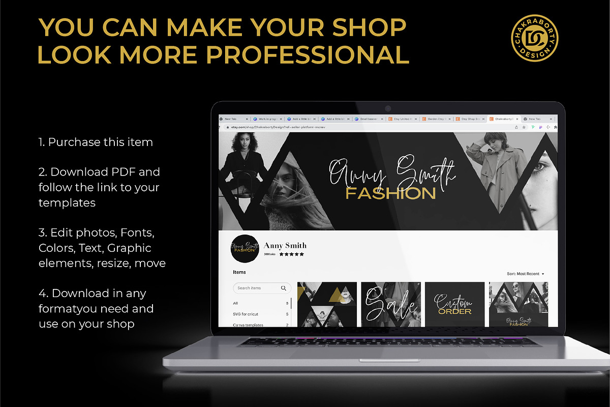 Editable ETSY shop template Canva, a Websites & App Template by Chakraborty Design (Photo 7 of 7)