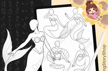 120 Procreate Mermaid Stamp Brushes
