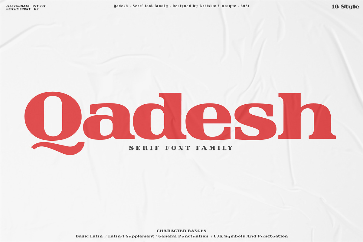Qadesh - Serif font family, a Serif Font by Artistic & Unique (Photo 1 of 15)