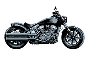 Bobber or chopper motorcycle, vector, a Transportation Illustration by Ledokolua (Thumbnail 1 of 2)