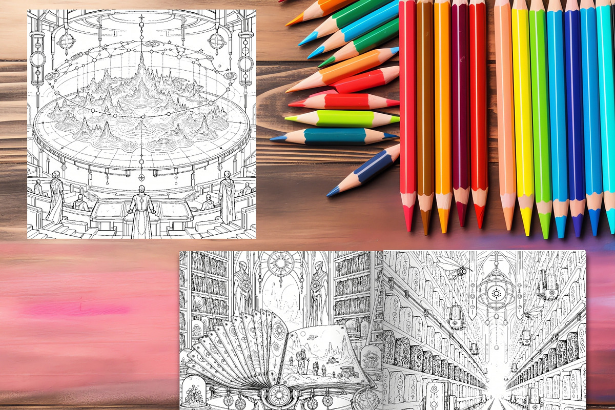 80 Alien Ruins Coloring Pages Bundle, a Brochure Template by LA Design (Photo 9 of 10)