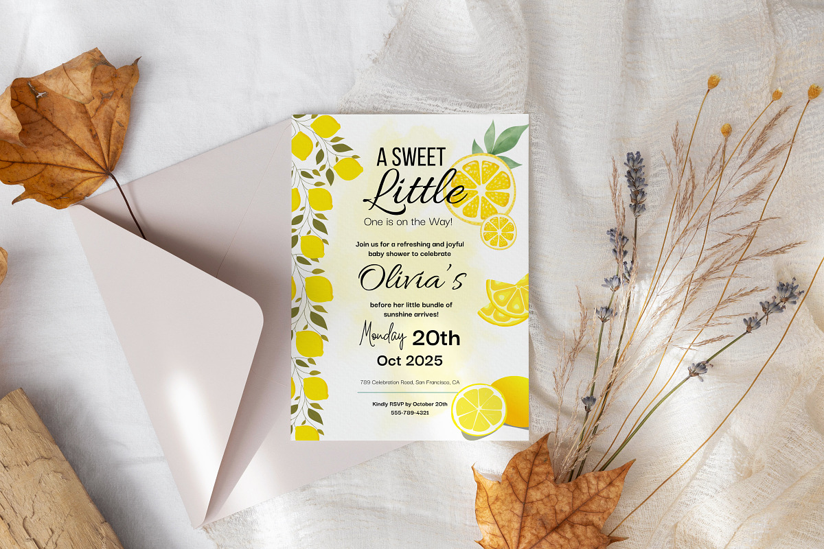 Sweet Little One Lemon Baby Shower, a Card Template by Snapybiz (Photo 4 of 10)