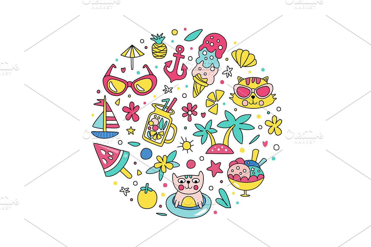 Colorful Summer Vacation Design, an Object Illustration by TopVectors