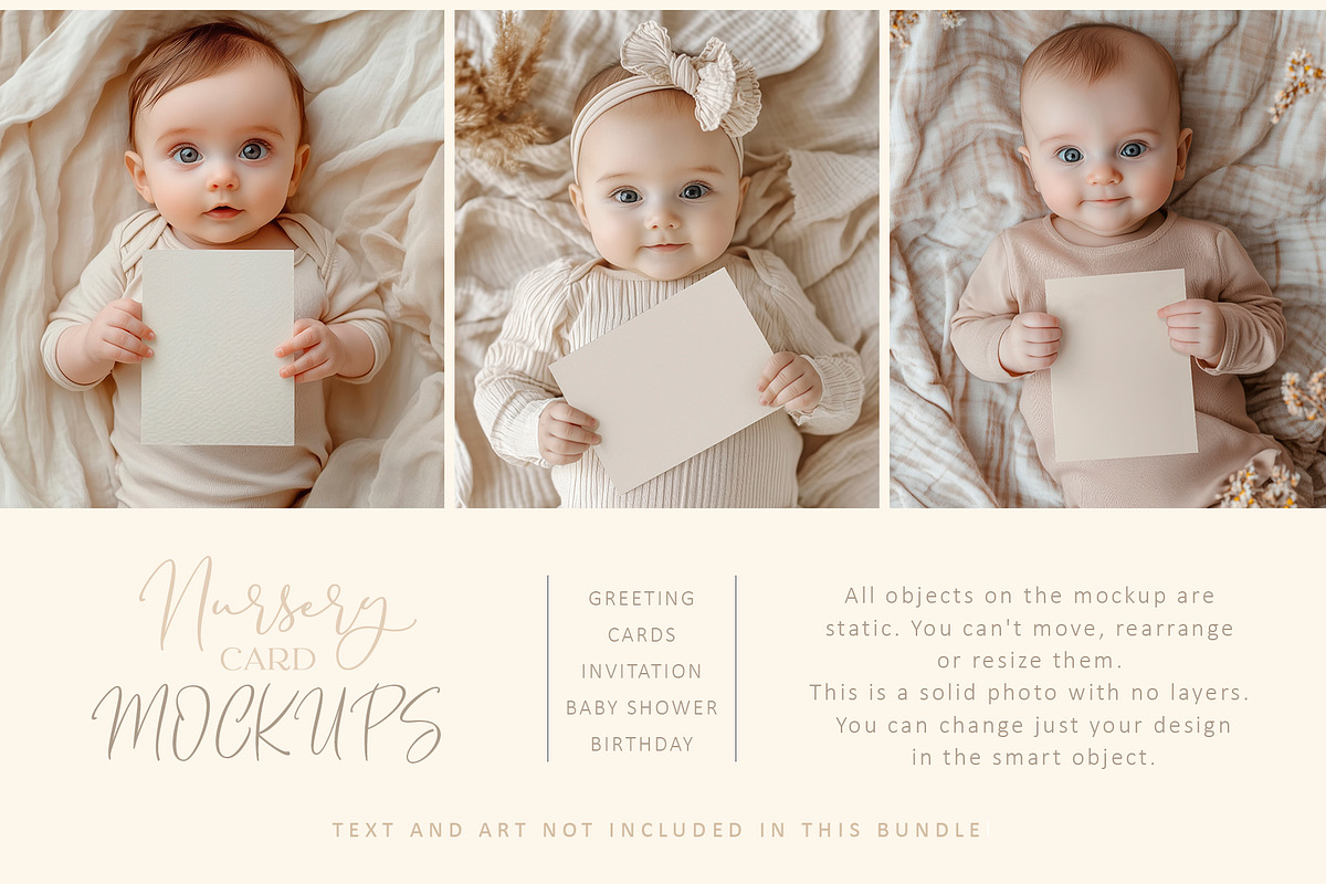 Cute Nursery Card Mockups., a Books & Magazine Mockup by Designwork (Photo 10 of 15)