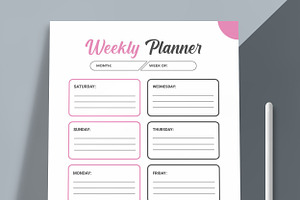 1 Page Weekly Planner Design