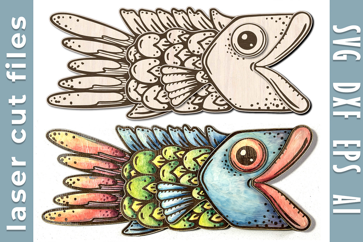 Fish Laser Cut Wooden Wall Art, an Animal Illustration by Bubert Art (Photo 1 of 8)