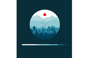 Panorama in a circle of mountain, an Illustration by Nenahliadava Design