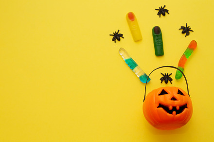 Halloween party with candies stock photo containing pumpkin and halloween