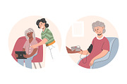 Elderly Care Vector flat Set, a Person Illustration by EeKayStore (Thumbnail 2 of 5)