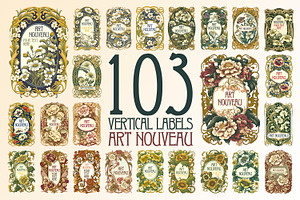 103 Labels Art Nouveau - PSD, PNG