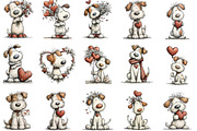 Whimsical Valentine Dog Clipart, an Illustration by Designking (Thumbnail 2 of 5)