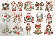 Chinoiserie Red & Green Christmas, an Illustration by NadiaTheronArt (Thumbnail 3 of 4)