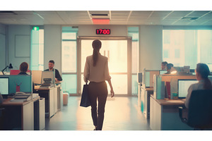 Businesswoman leaving office at 5 PM, a Business Photo by tilialucida
