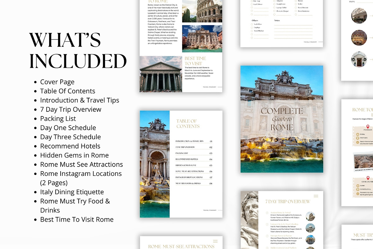 Rome Travel Itinerary Template, a Magazine Template by Pulsecolor (Photo 5 of 9)
