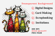 Whimsical Christmas Cats Clipart PNG, an Illustration by Dream Creation (Thumbnail 8 of 8)
