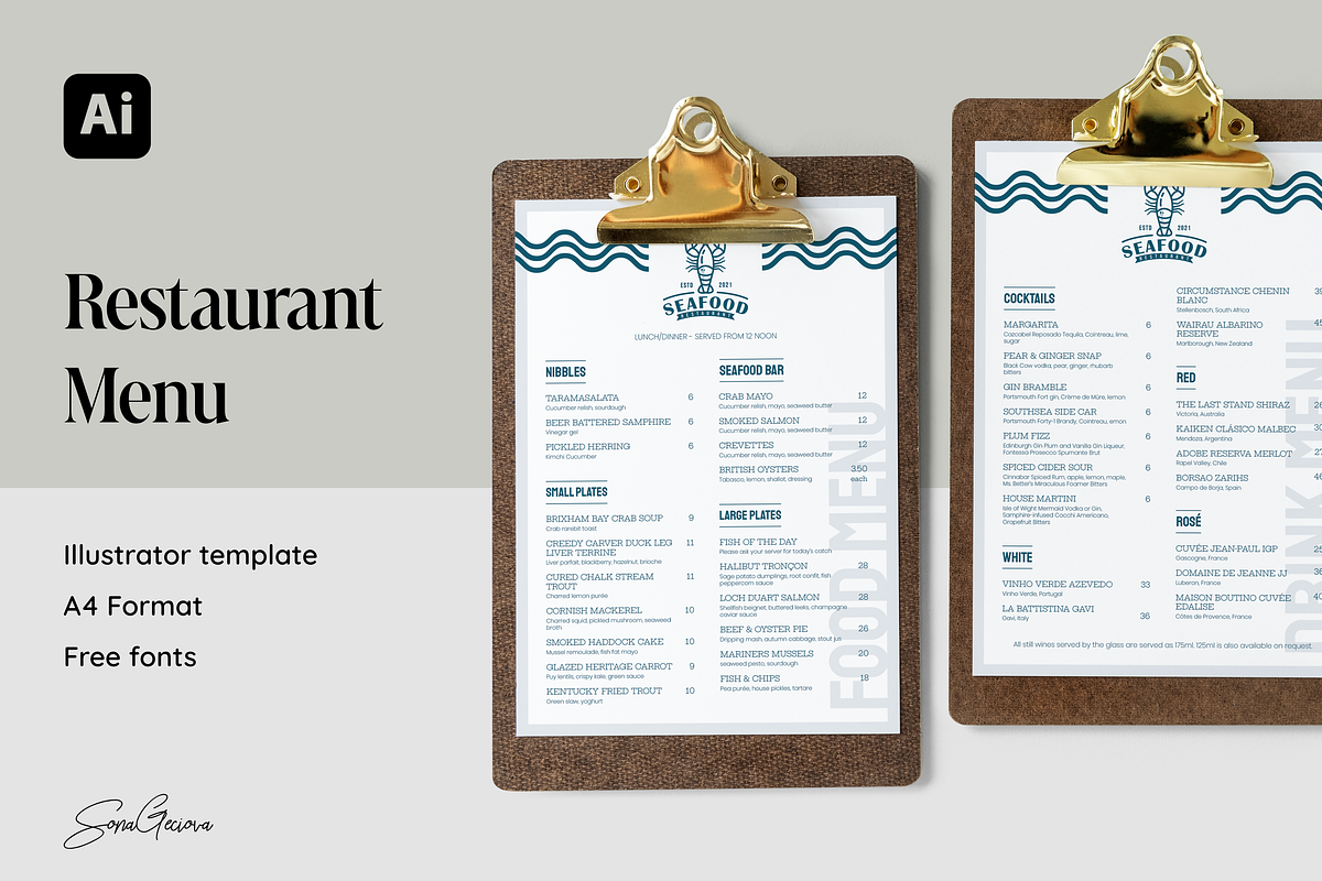 Seafood Restaurant Menu