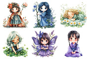 Cute Chibi Floral Girls Clipart, an Illustration by Daily.Designs (Thumbnail 3 of 5)