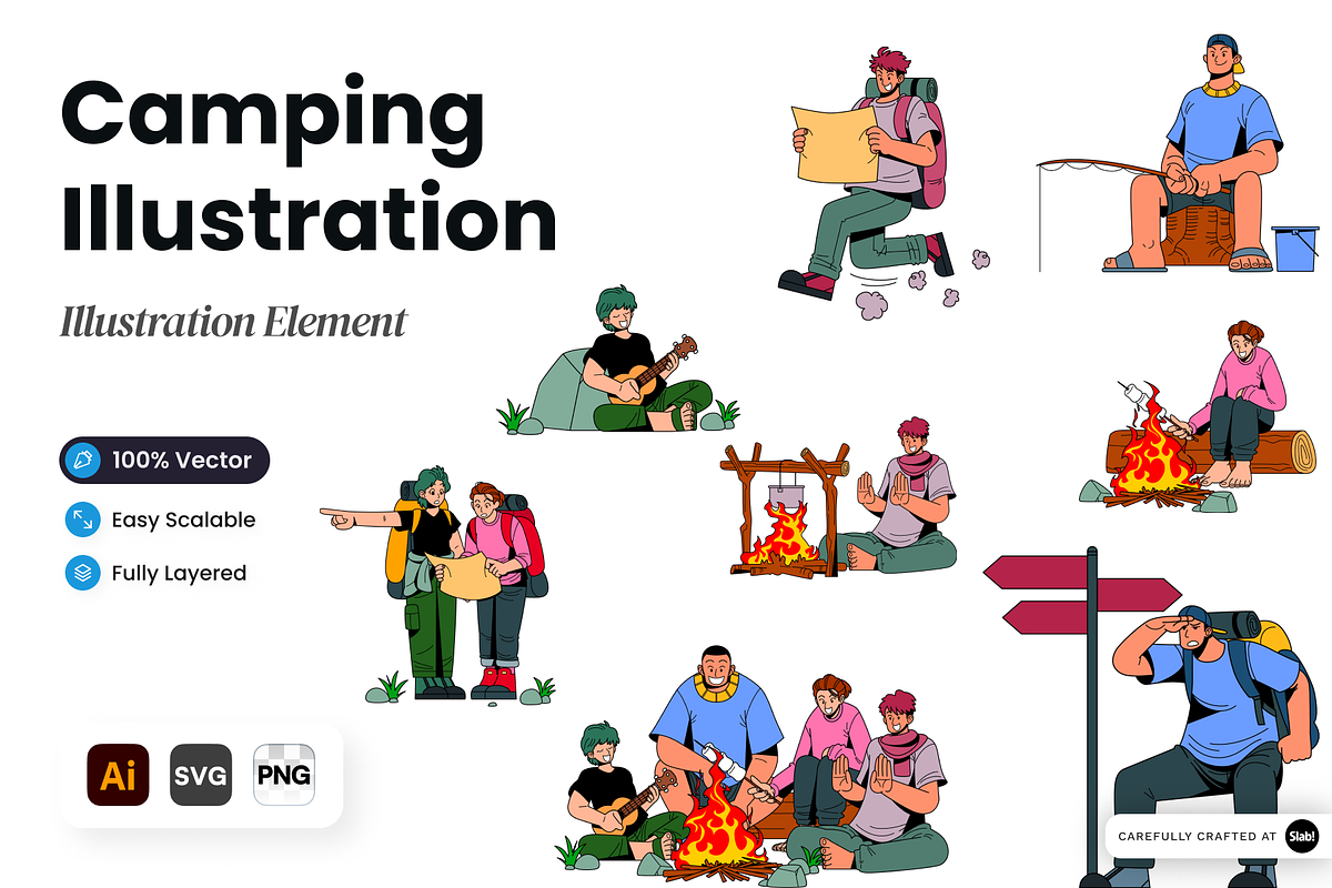 Camping Activity Character, a Person Illustration by SLAB! Design (Photo 1 of 3)
