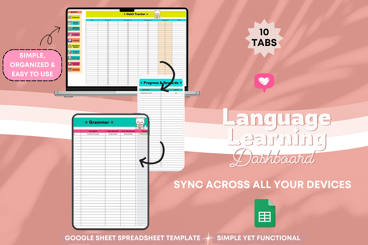 Language Learning Dashboard, a Stationery Template by bellaROSEworkshop (Photo 4 of 6)