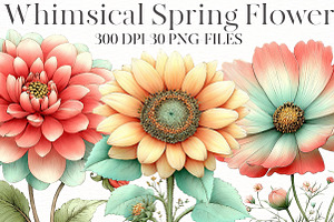 Whimsical Spring Flower clipart, an Illustration by Designworld