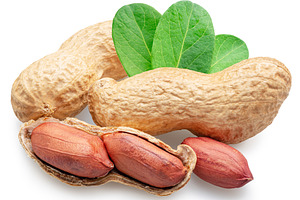Peanuts whole and cracked isolated on white background. Clipping, a Food & Drink Photo by Volff