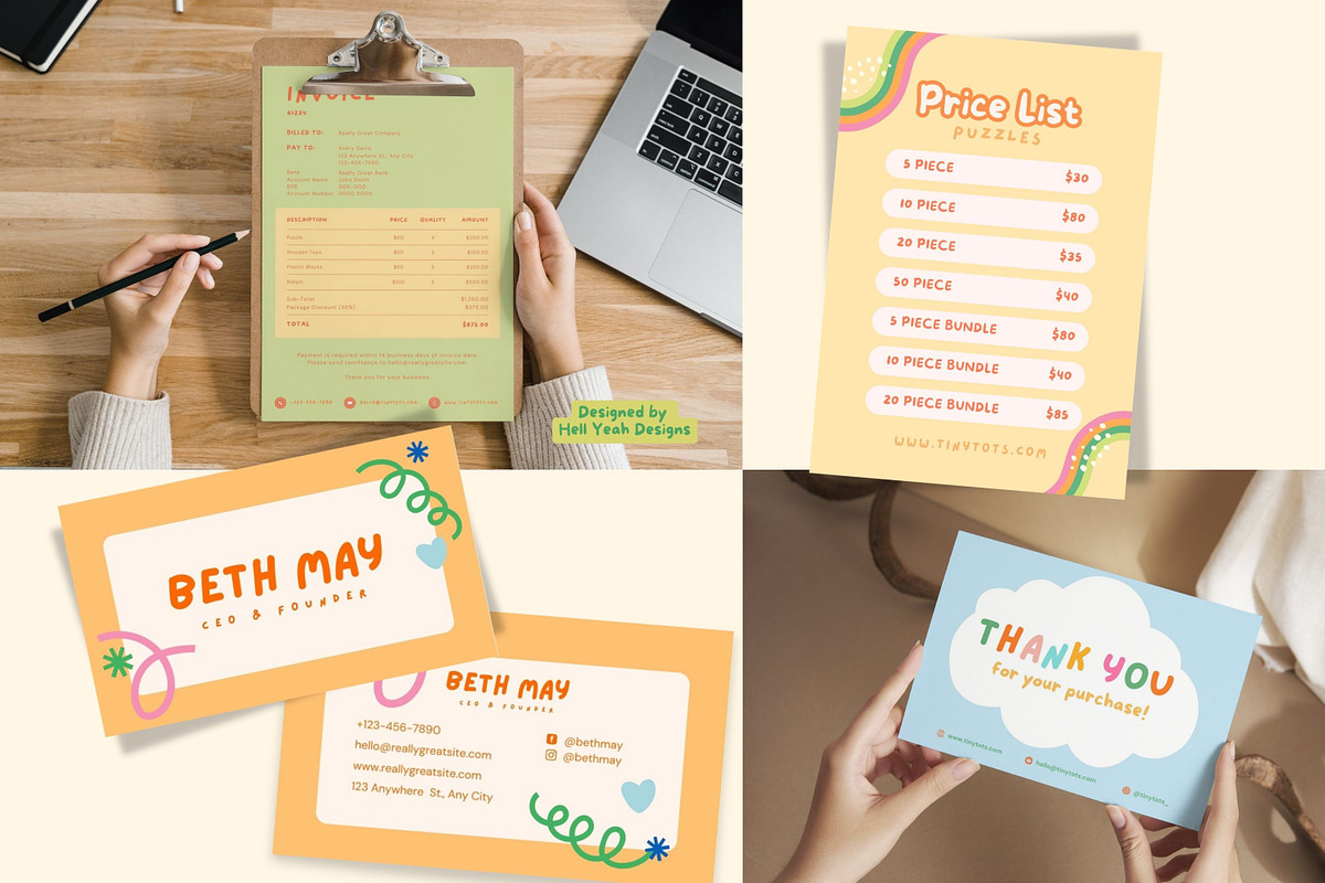 Tiny Tots Branding Starter Kit, a Branding & Logo Template by Hell Yeah Designs (Photo 11 of 19)