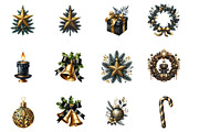 Luxury Black Christmas Clipart, an Illustration by Designworld (Thumbnail 6 of 6)