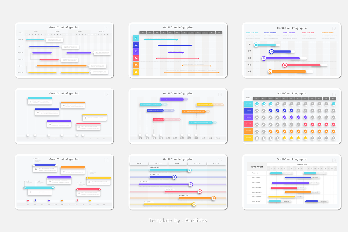 Gantt Chart Infographic PowerPoint, a Presentation Template by Pixslides (Photo 3 of 4)