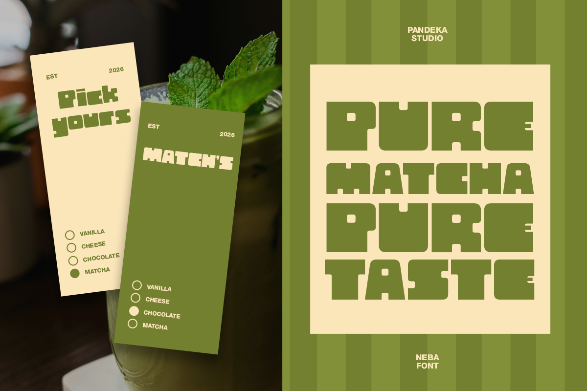 Neba - Unique Bold Food Font, a Sans Serif Font by Pandeka Studio (Photo 5 of 9)