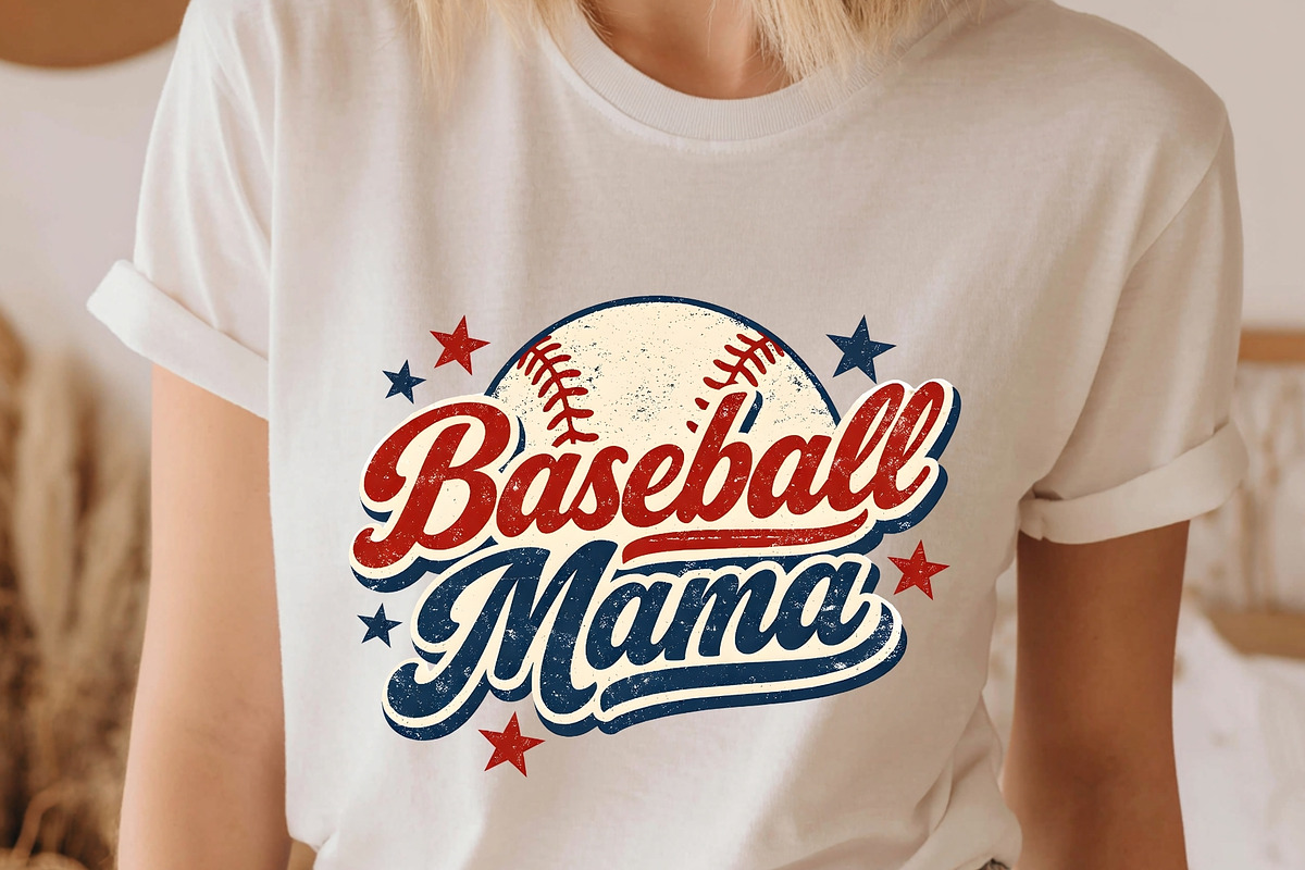 Retro Baseball Mama PNG Tshirt Sport, a Sport Illustration by SugarCloudStudioArt (Photo 2 of 6)
