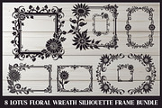 8 Lotus Floral Frame Bundle, an Illustration by Designs_River (Thumbnail 1 of 9)