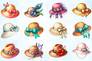 Elegant Hat Clipart for Summer, an Illustration by Craft Nest (Thumbnail 2 of 6)