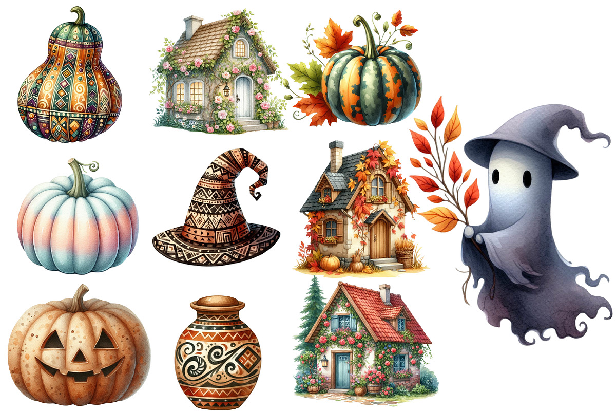 Boho Halloween Clipart Bundle, an Illustration by Designworld (Photo 4 of 5)