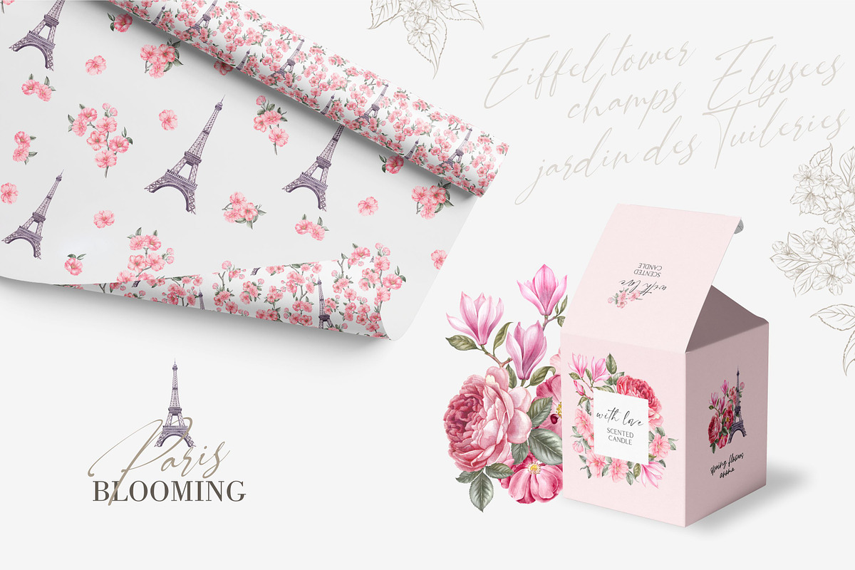Blooming Paris. Motifs,Frame,pattern, an Illustration by Kotkoa (Photo 10 of 21)