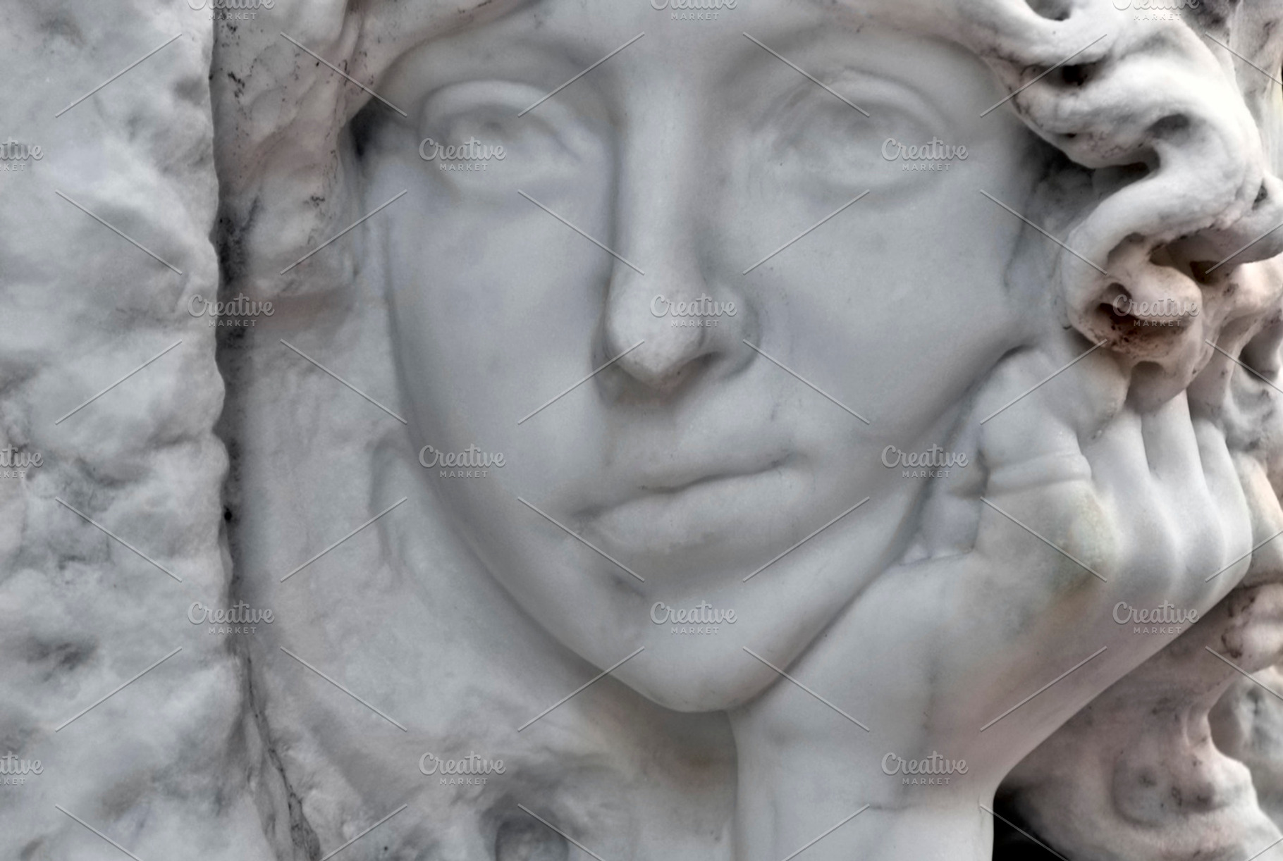boring face of an angel in the cemetery, an Architecture Photo by neftali77