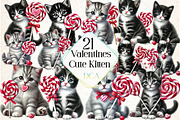 Cute Kitten Valentine's Day Clipart, an Illustration by DreamCafeArt (Thumbnail 1 of 4)