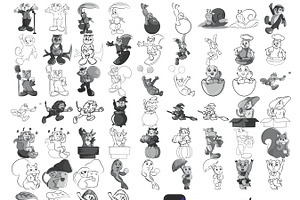 Cartoon Animals 4 & Outlines 5