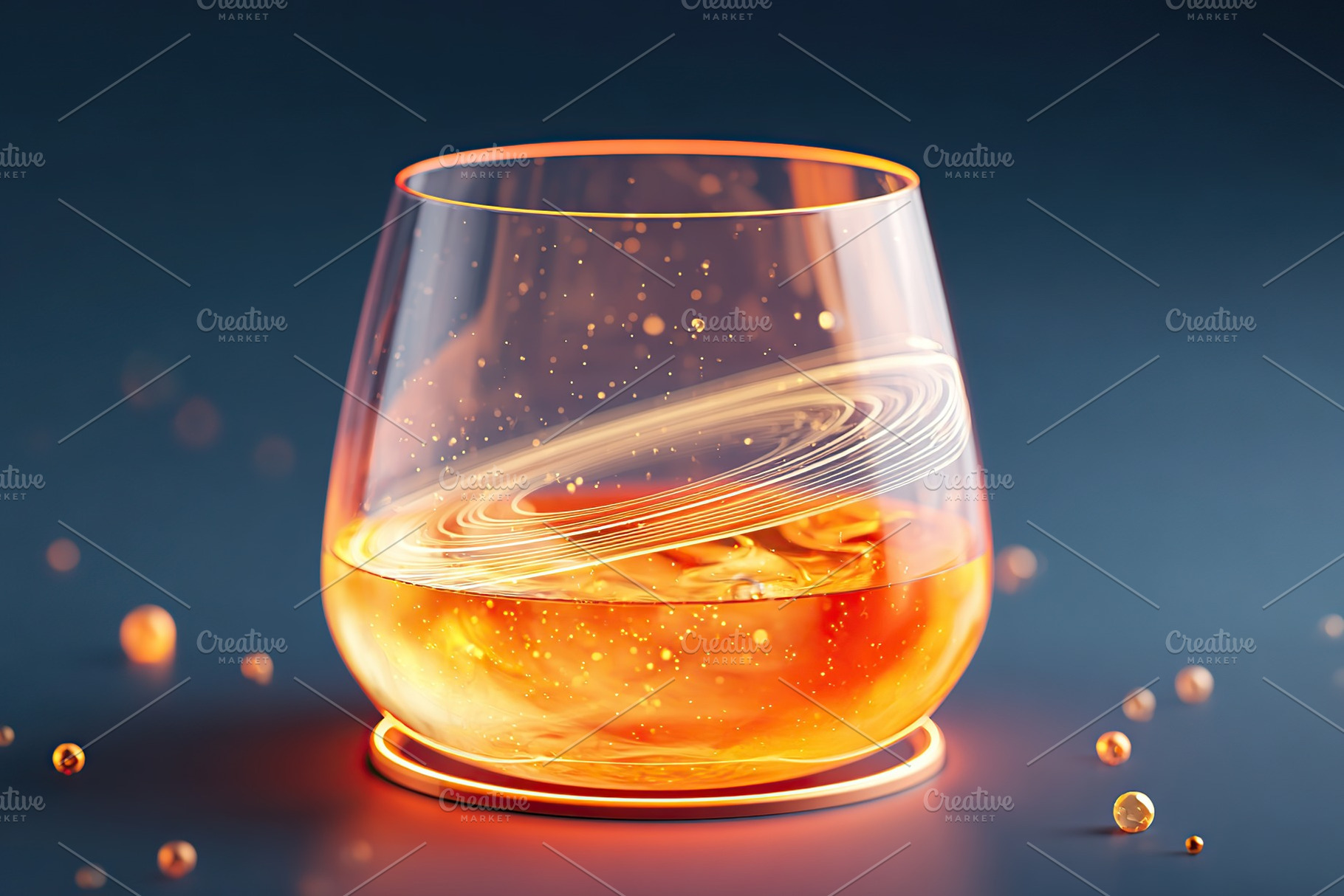 Creative drink presentation with cosmic elements in an artistic glass, a Food & Drink Photo by AlyaAnd