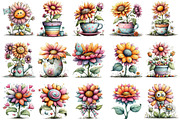Whimsical Spring Sunflower Clipart, an Illustration by OK Design (Thumbnail 3 of 6)